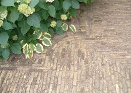 Schmale Riemchen für gepflasterten Gartenweg, hochkant